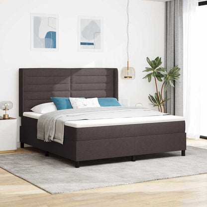 Letto a molle con materasso Marrone Scuro 200 x 180 cm Tessuto