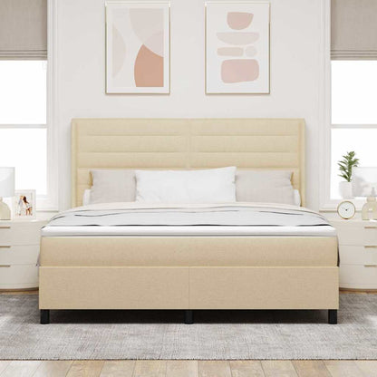 Letto a molle con materasso Crema 200 x 180 cm Tessuto