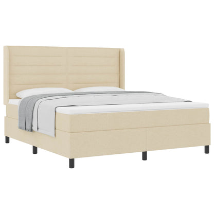 Letto a molle con materasso Crema 200 x 180 cm Tessuto