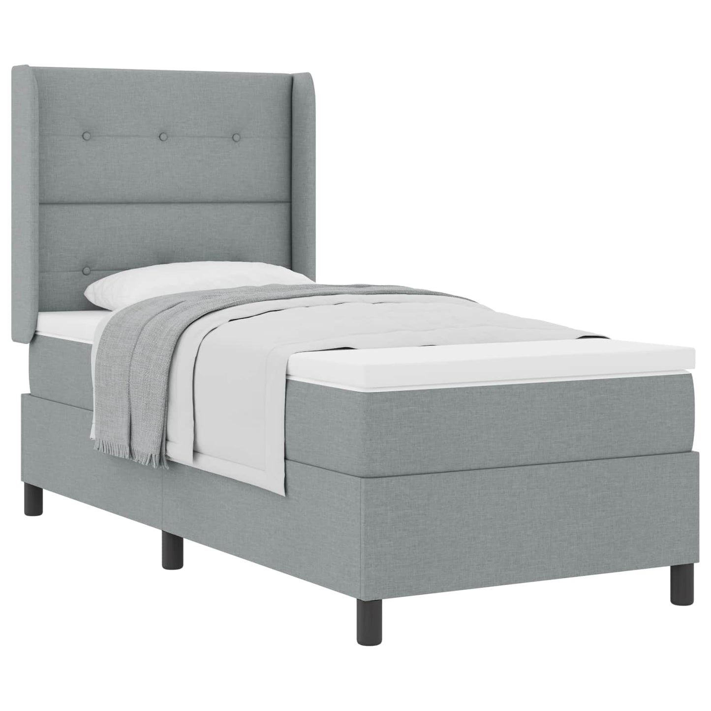 Letto a molle con materasso Grigio chiaro 200 x 80 cm Tessuto