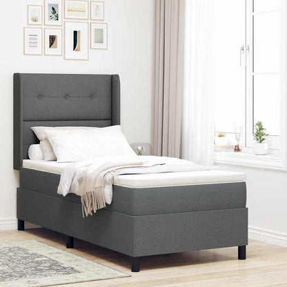 Letto a molle con materasso Grigio scuro 200 x 80 cm Tessuto