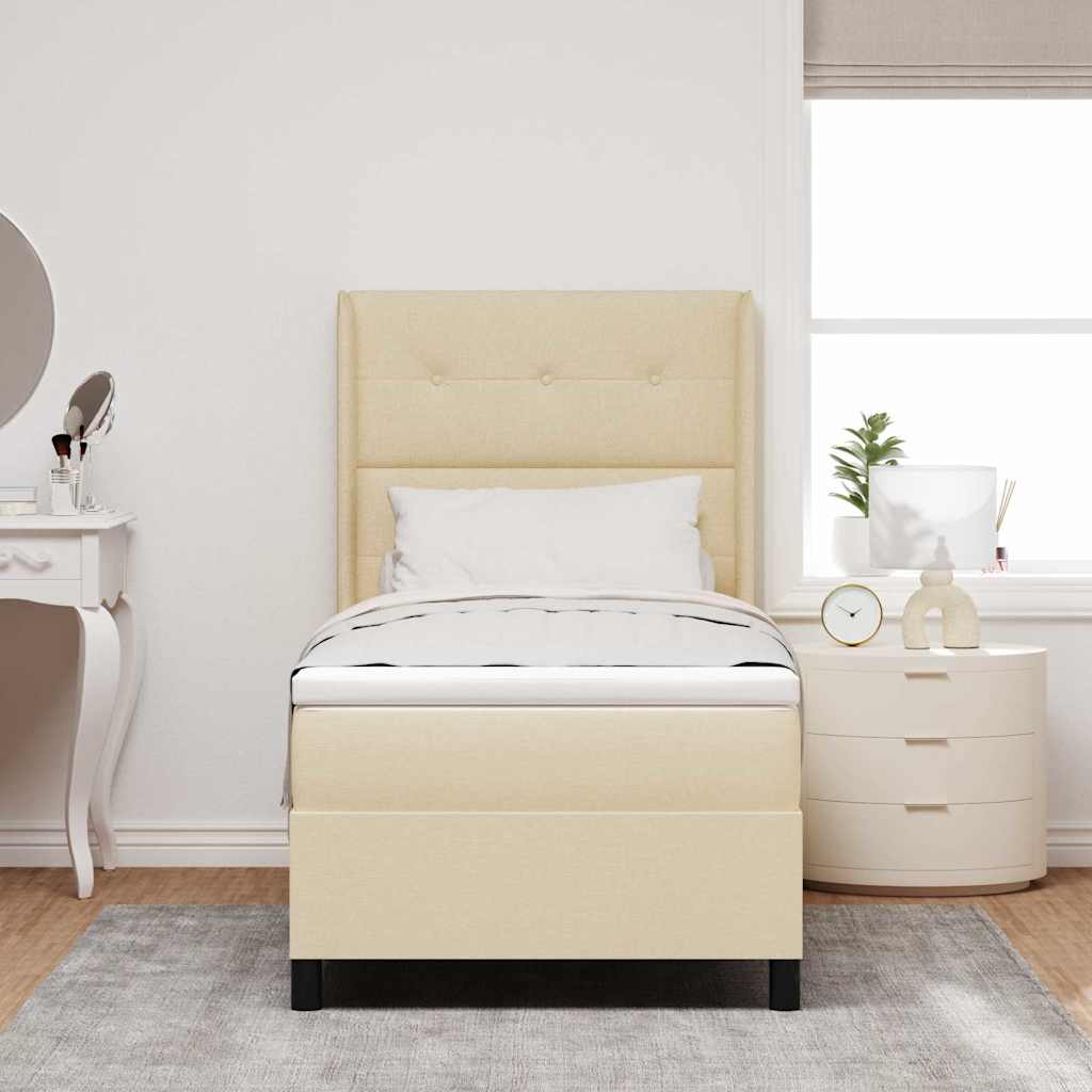 Letto a molle con materasso Crema 200 x 80 cm Tessuto