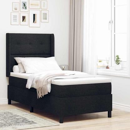 Letto a molle con materasso Nero 190 x 90 cm Tessuto