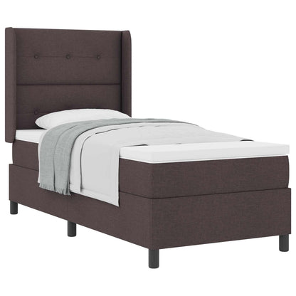 Letto a molle con materasso Marrone Scuro 190 x 90 cm Tessuto