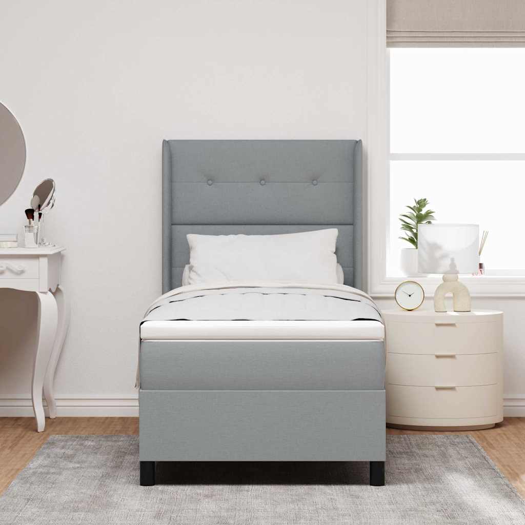 Letto a molle con materasso Grigio chiaro 200 x 90 cm Tessuto