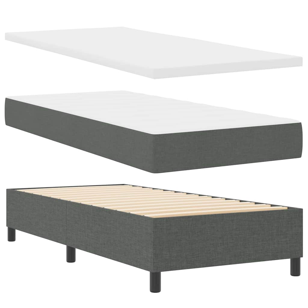 Letto a molle con materasso Grigio scuro 200 x 90 cm Tessuto