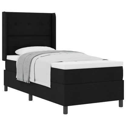 Letto a molle con materasso Nero 200 x 90 cm Tessuto