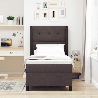 Letto a molle con materasso Marrone Scuro 200 x 90 cm Tessuto