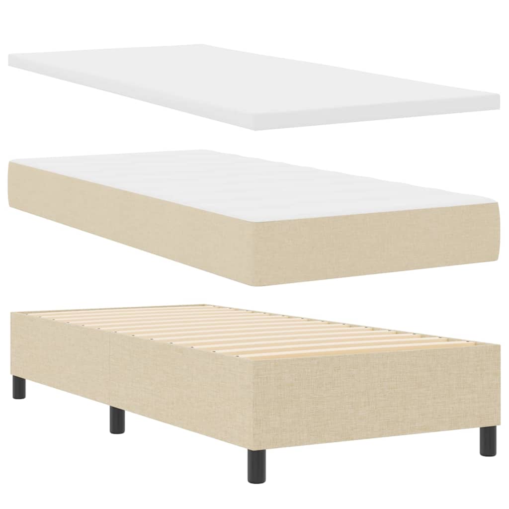 Letto a molle con materasso Crema 200 x 90 cm Tessuto