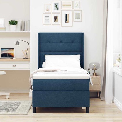 Letto a molle con materasso Blu 200 x 90 cm Tessuto