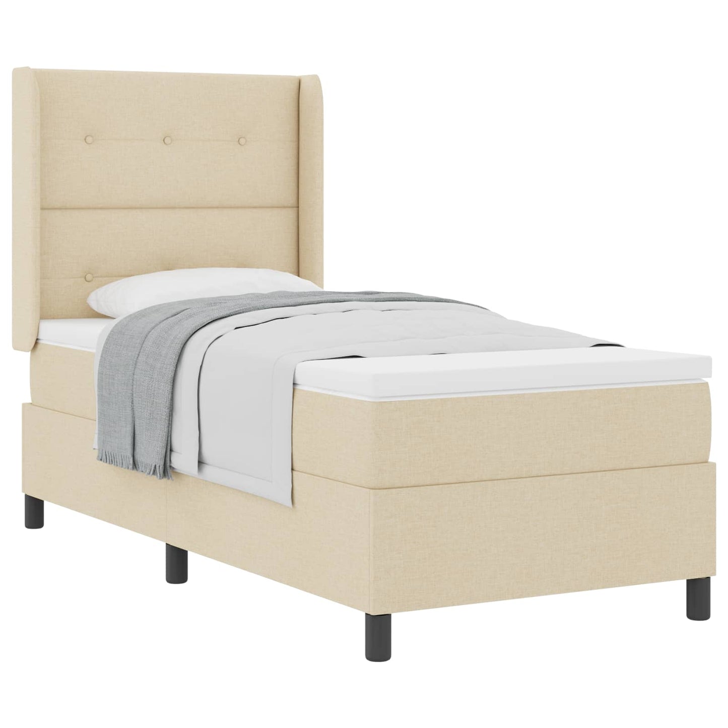 Letto a molle con materasso Crema 200 x 100 cm Tessuto