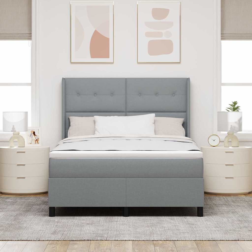Letto a molle con materasso Grigio chiaro 190 x 140 cm Tessuto