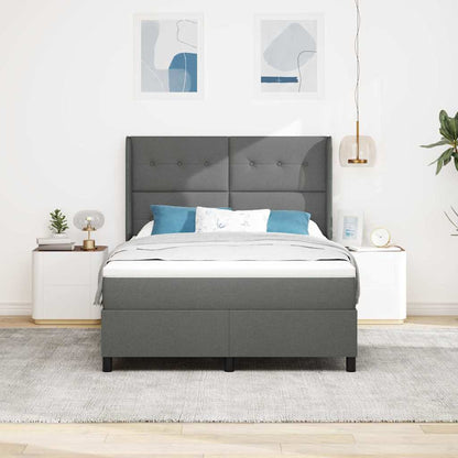 Letto a molle con materasso Grigio scuro 190 x 140 cm Tessuto