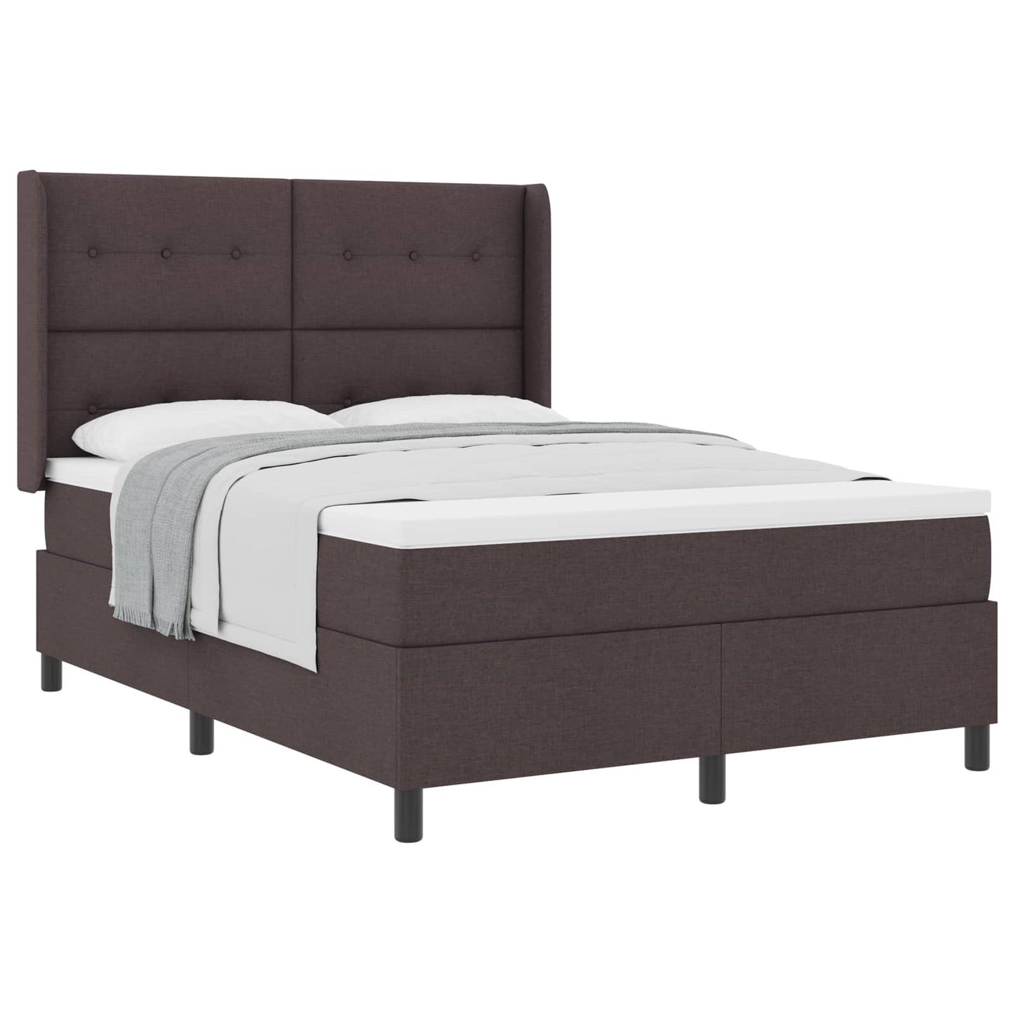 Letto a molle con materasso Marrone Scuro 190 x 140 cm Tessuto