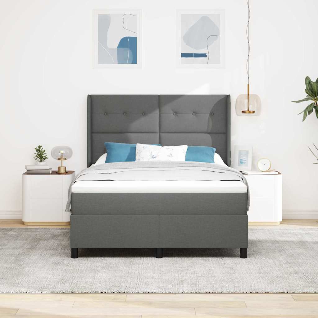Letto a molle con materasso Grigio scuro 200 x 140 cm Tessuto