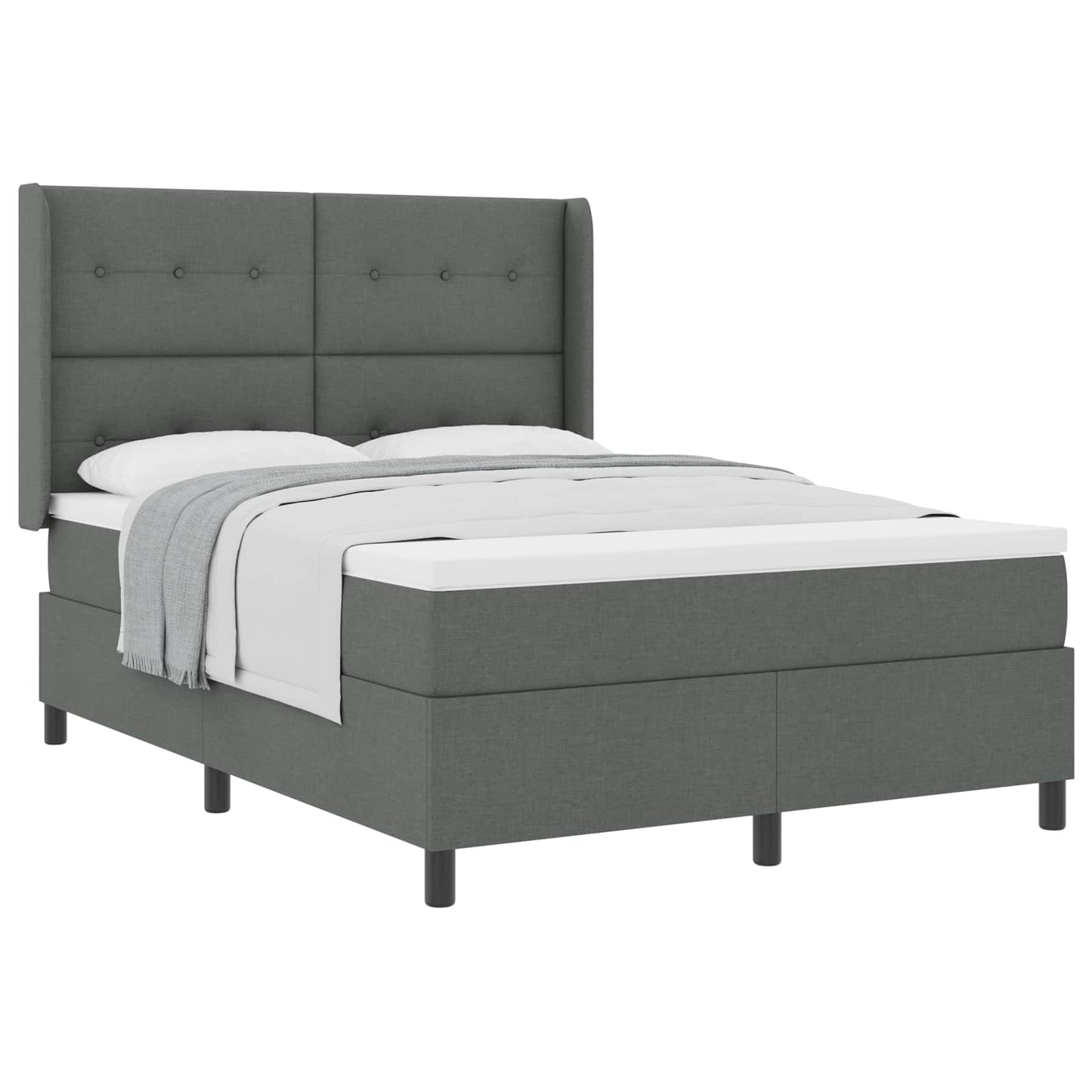 Letto a molle con materasso Grigio scuro 200 x 140 cm Tessuto
