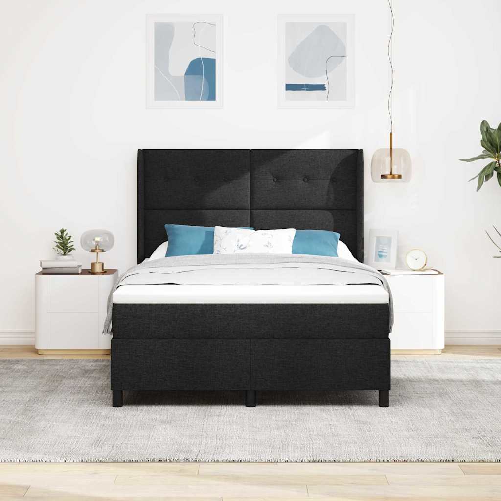 Letto a molle con materasso Nero 200 x 140 cm Tessuto