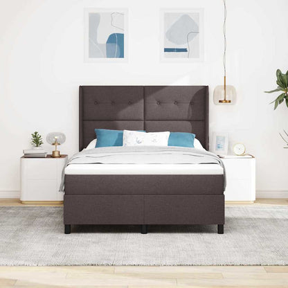 Letto a molle con materasso Marrone Scuro 200 x 140 cm Tessuto