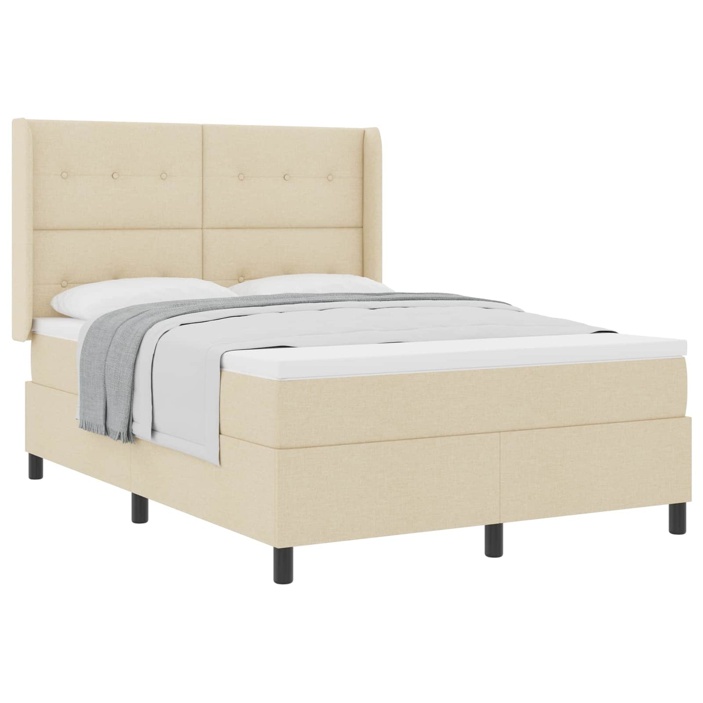 Letto a molle con materasso Crema 200 x 140 cm Tessuto
