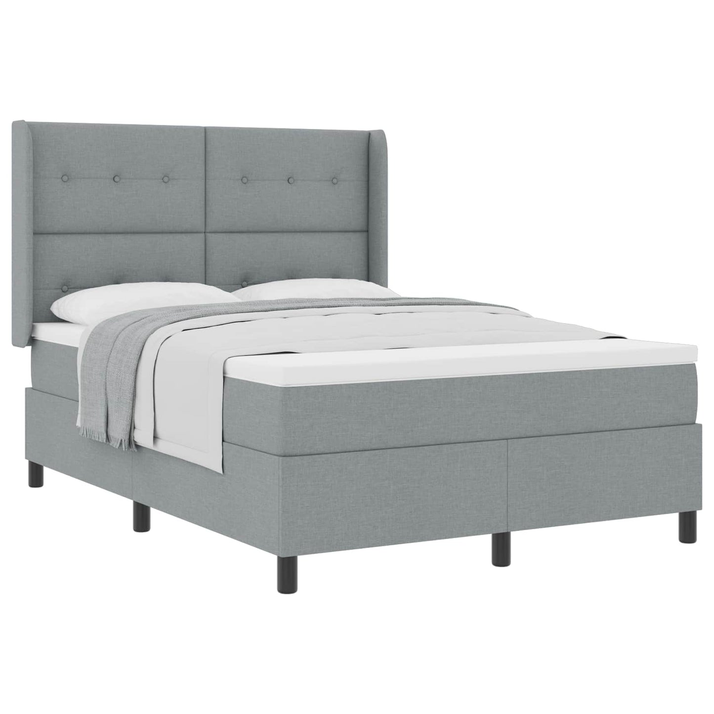 Letto a molle con materasso Grigio chiaro 200 x 160 cm Tessuto