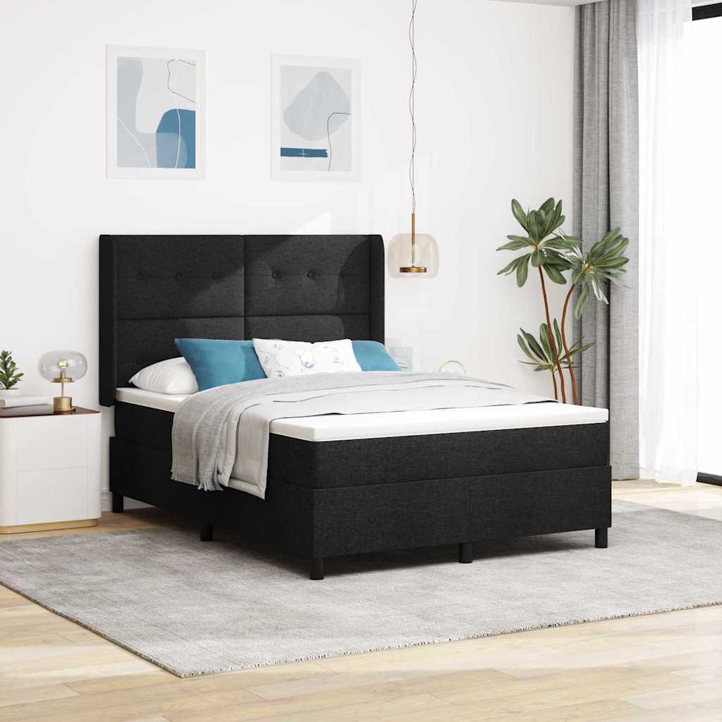 Letto a molle con materasso Nero 200 x 160 cm Tessuto