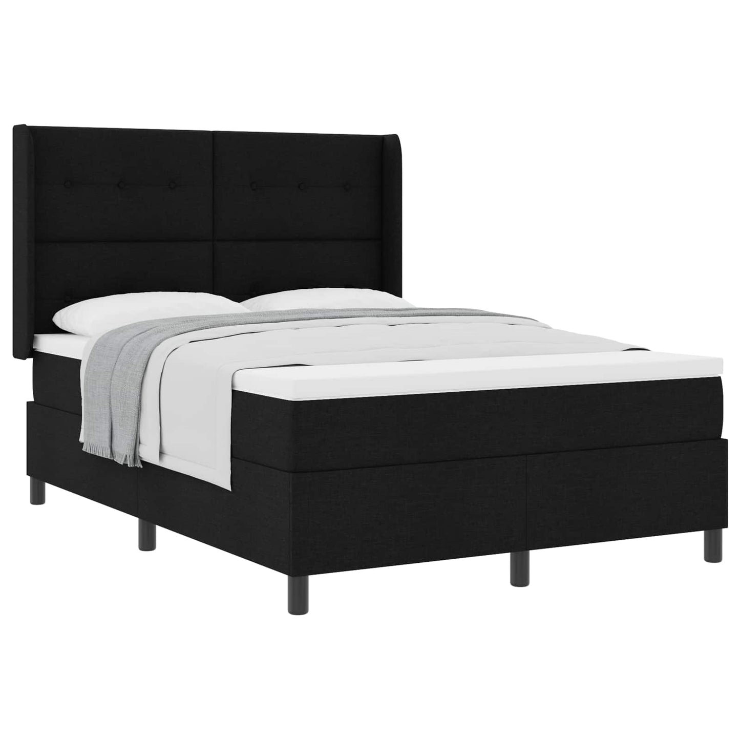 Letto a molle con materasso Nero 200 x 160 cm Tessuto