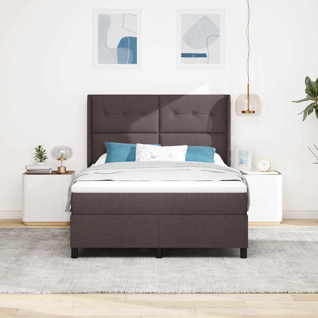 Letto a molle con materasso Marrone Scuro 200 x 160 cm Tessuto