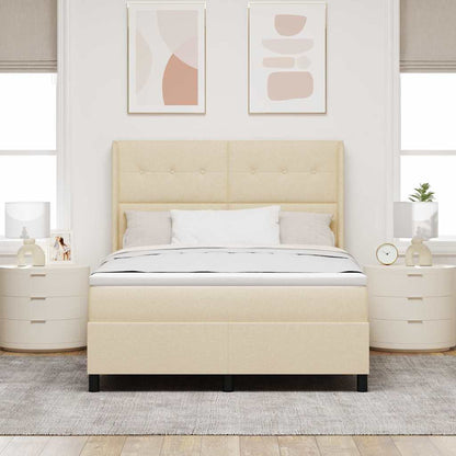 Letto a molle con materasso Crema 200 x 160 cm Tessuto