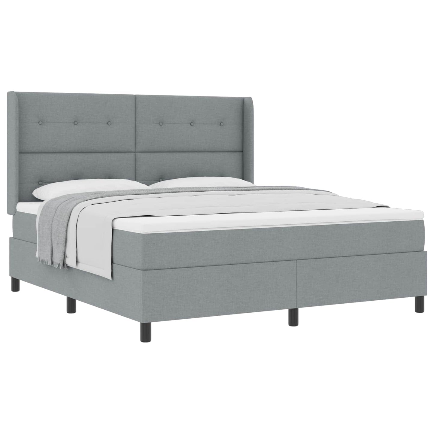 Letto a molle con materasso Grigio chiaro 200 x 180 cm Tessuto