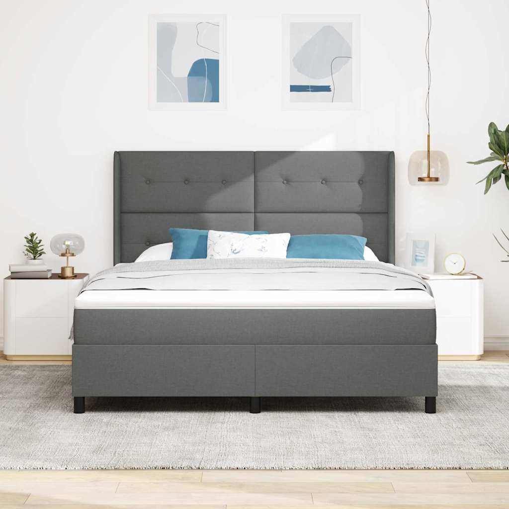 Letto a molle con materasso Grigio scuro 200 x 180 cm Tessuto