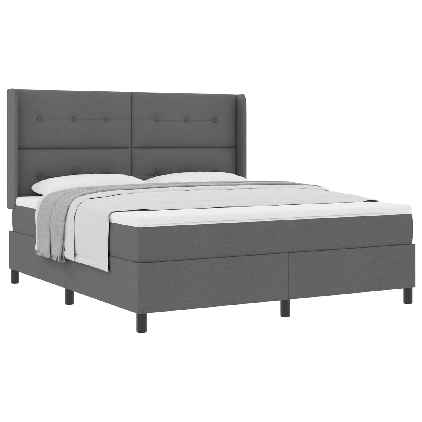 Letto a molle con materasso Grigio scuro 200 x 180 cm Tessuto