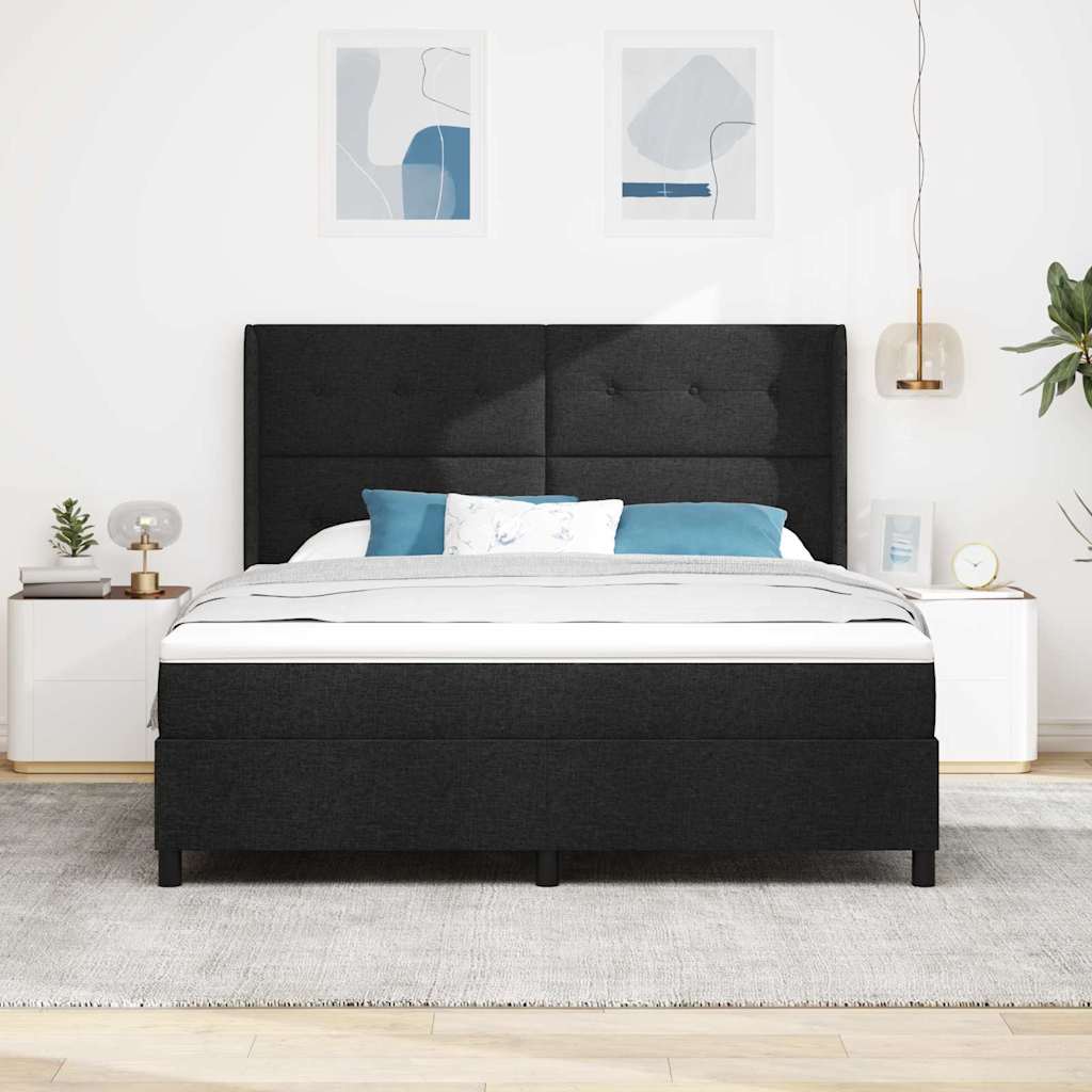 Letto a molle con materasso Nero 200 x 180 cm Tessuto