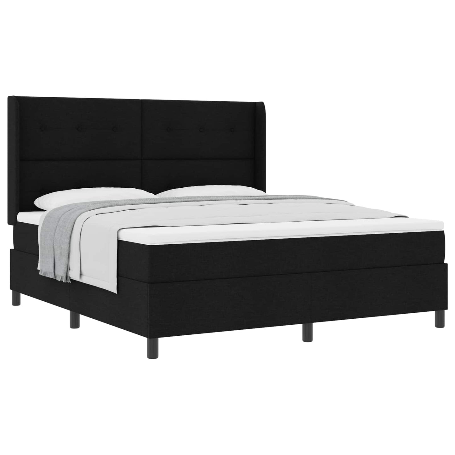 Letto a molle con materasso Nero 200 x 180 cm Tessuto