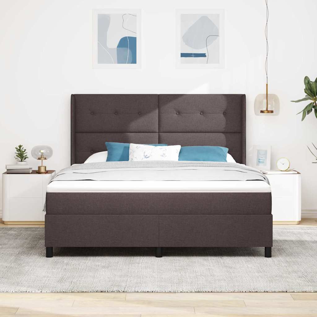 Letto a molle con materasso Marrone Scuro 200 x 180 cm Tessuto