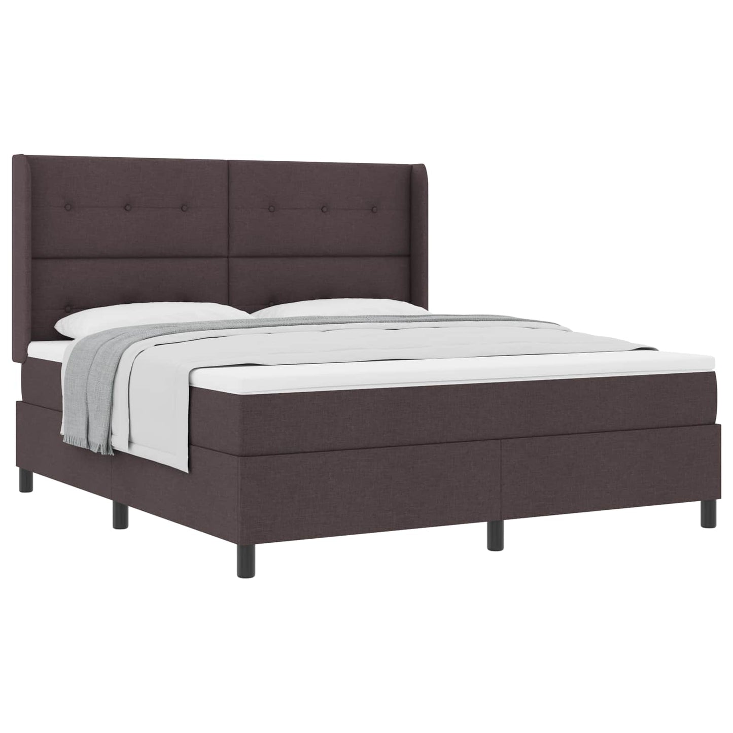 Letto a molle con materasso Marrone Scuro 200 x 180 cm Tessuto