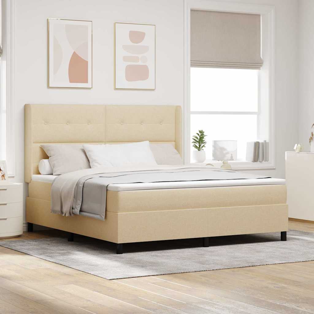 Letto a molle con materasso Crema 200 x 180 cm Tessuto