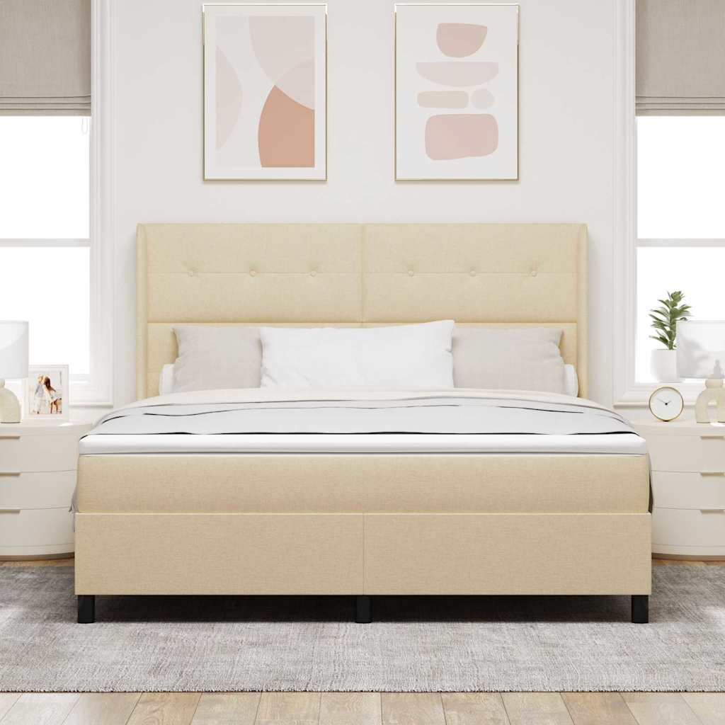 Letto a molle con materasso Crema 200 x 180 cm Tessuto