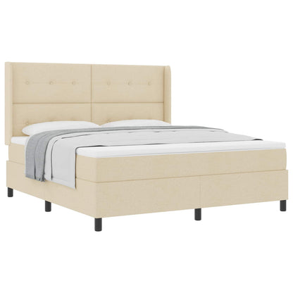 Letto a molle con materasso Crema 200 x 180 cm Tessuto
