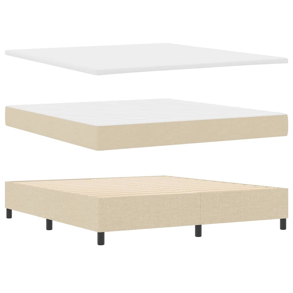 Letto a molle con materasso Crema 200 x 180 cm Tessuto