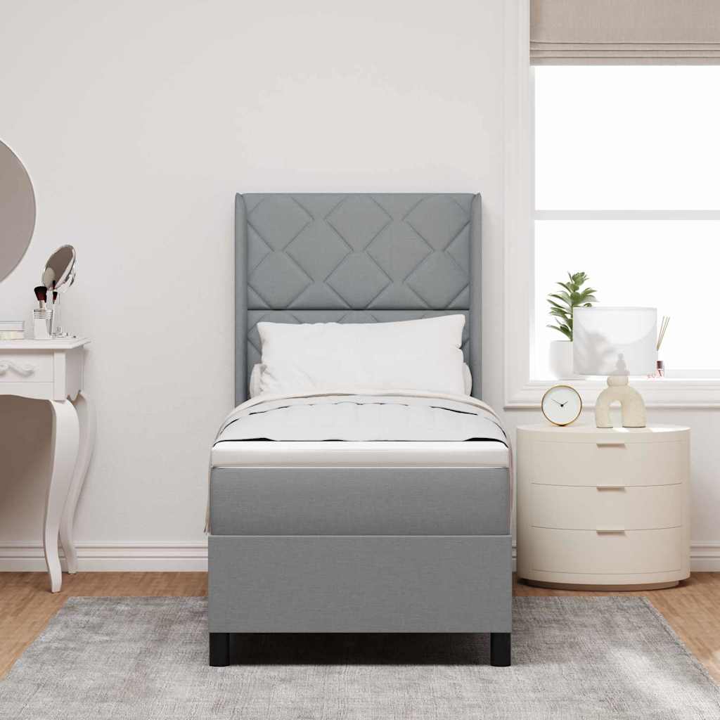 Letto a molle con materasso Grigio chiaro 200 x 80 cm Tessuto