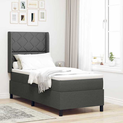 Letto a molle con materasso Grigio scuro 200 x 80 cm Tessuto