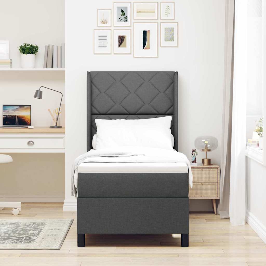 Letto a molle con materasso Grigio scuro 200 x 80 cm Tessuto
