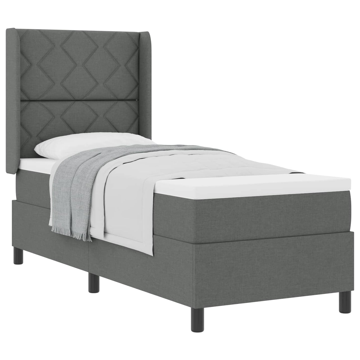Letto a molle con materasso Grigio scuro 200 x 80 cm Tessuto