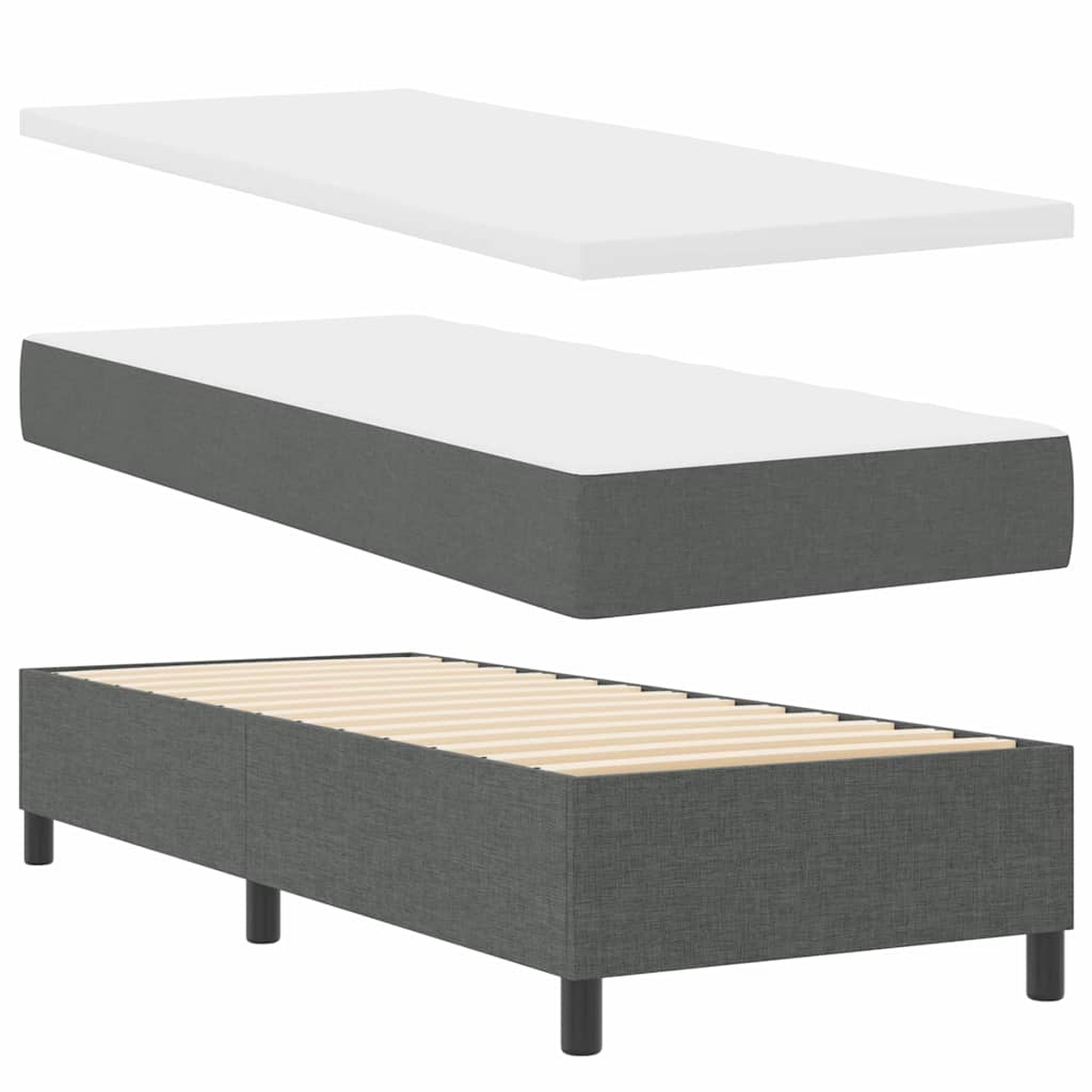 Letto a molle con materasso Grigio scuro 200 x 80 cm Tessuto