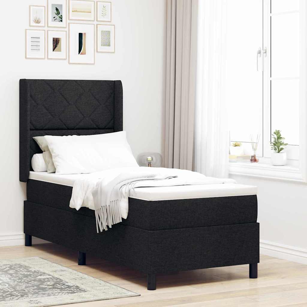 Letto a molle con materasso Nero 200 x 80 cm Tessuto