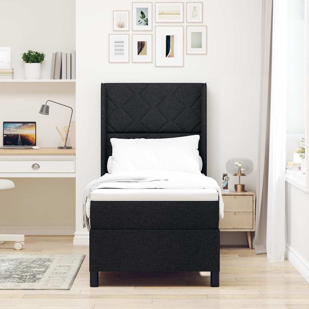 Letto a molle con materasso Nero 200 x 80 cm Tessuto