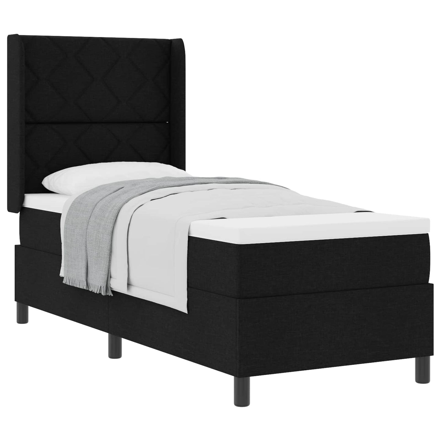 Letto a molle con materasso Nero 200 x 80 cm Tessuto
