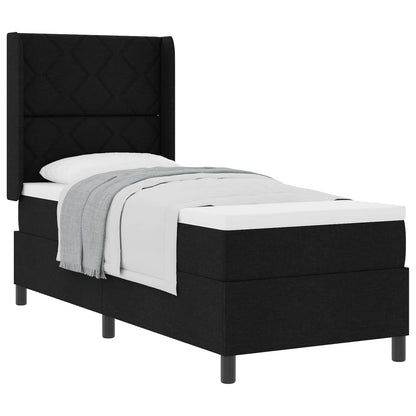 Letto a molle con materasso Nero 200 x 80 cm Tessuto