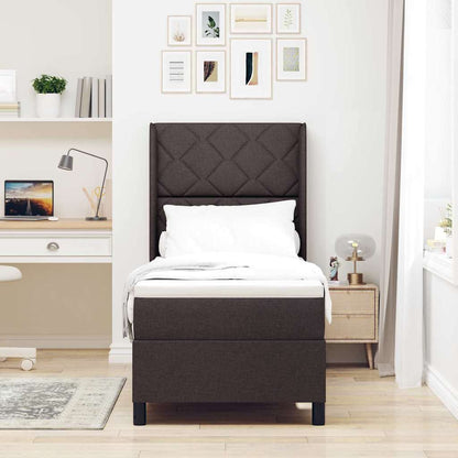 Letto a molle con materasso Marrone Scuro 200 x 80 cm Tessuto
