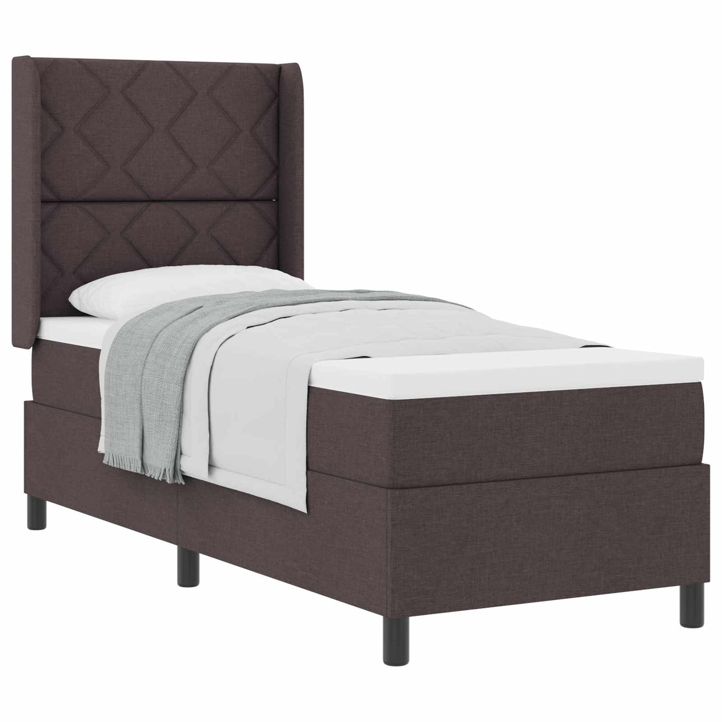 Letto a molle con materasso Marrone Scuro 200 x 80 cm Tessuto